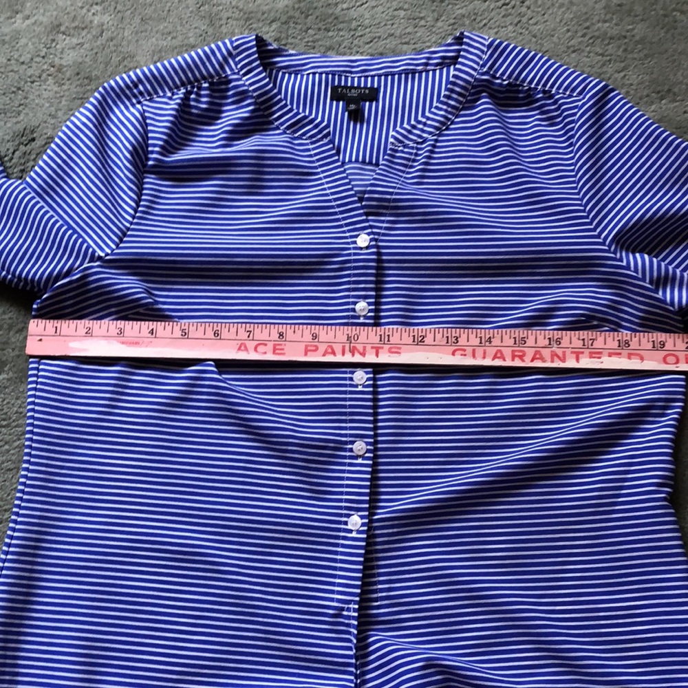 Talbot petites blue & white striped blouse. - Picture 5 of 5